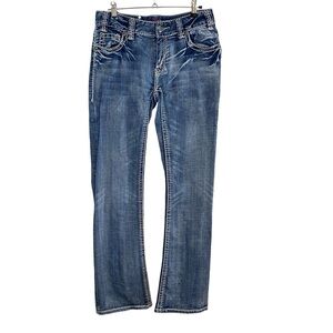 Rock & Roll Cowgirl Mid rise Boot Cut w Blingy Pocket - 28 X 34